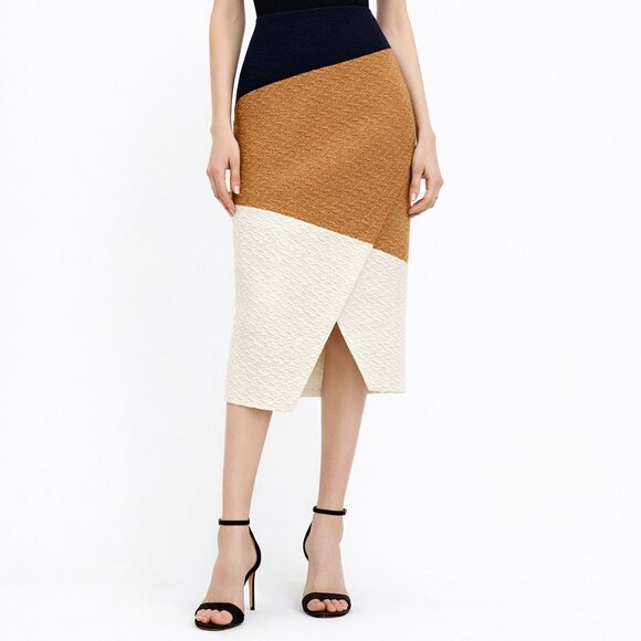 HD In Paris Dresses & Skirts - HD in Paris Textured Knit Pencil Skirt Womens 4 Asymmetrical Multi Color Block